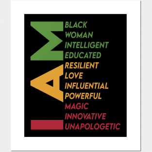 I Am Black Woman Female Power BLM Posters and Art